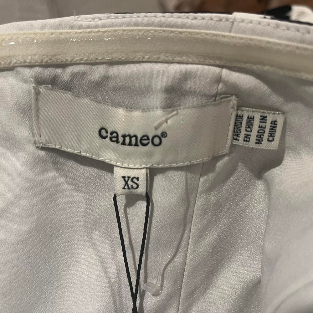 Cameo Dont Wait Top Black White Tic-Tac Strapless Peplum XSβ C/MEO Collective